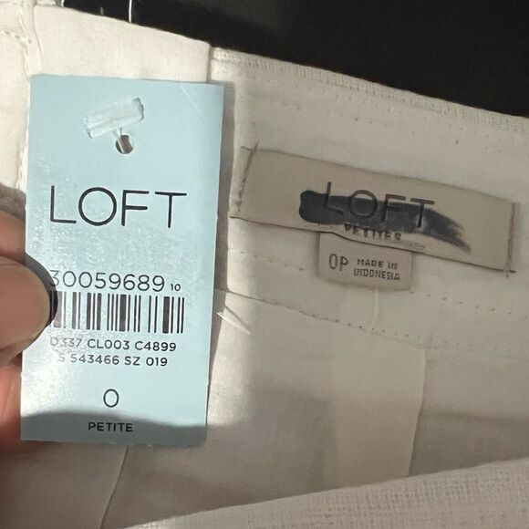 New! LOFT Petite Off White Striped A-Line Short Linen Blend Women’s Skirt SZ 0P - Picture 12 of 12